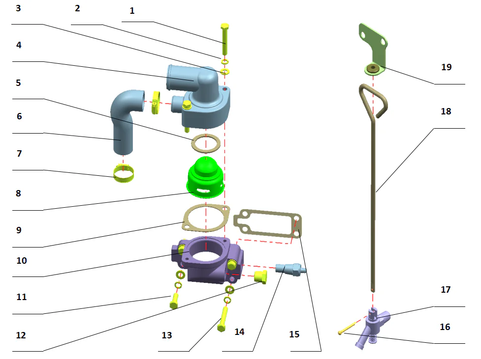 Cylinder head front cover and thermostat cover