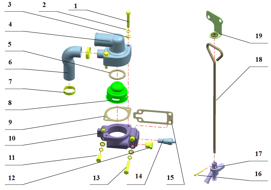 Cylinder head front cover and thermostat cover