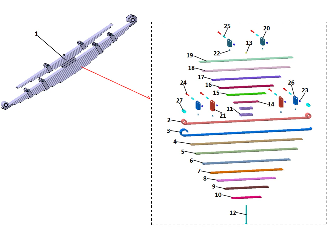 Rear leaf spring assembly