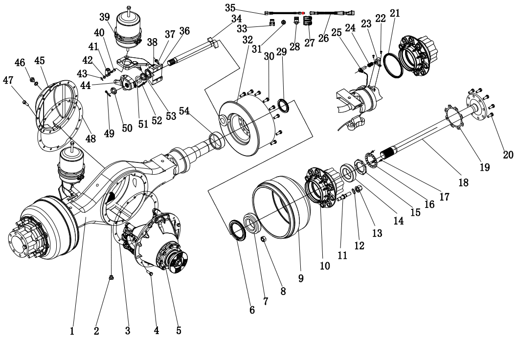 Rear axle and Subordinate part