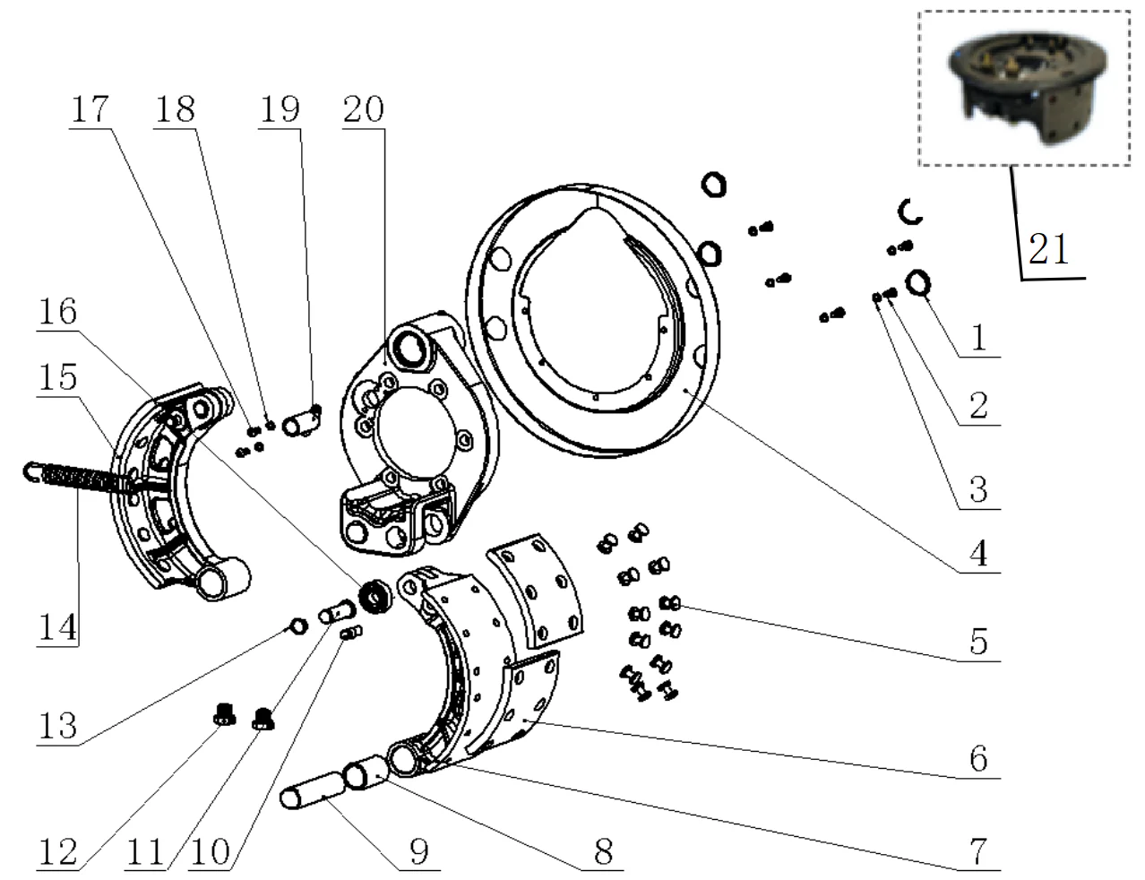 Brake floor with shoe assembly