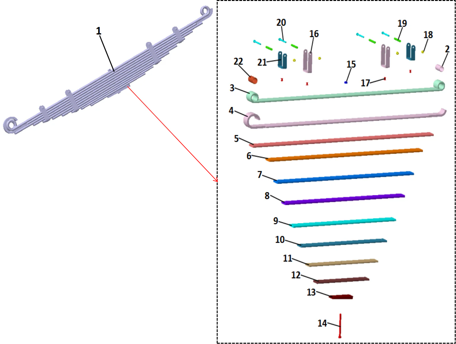 Rear leaf spring assembly