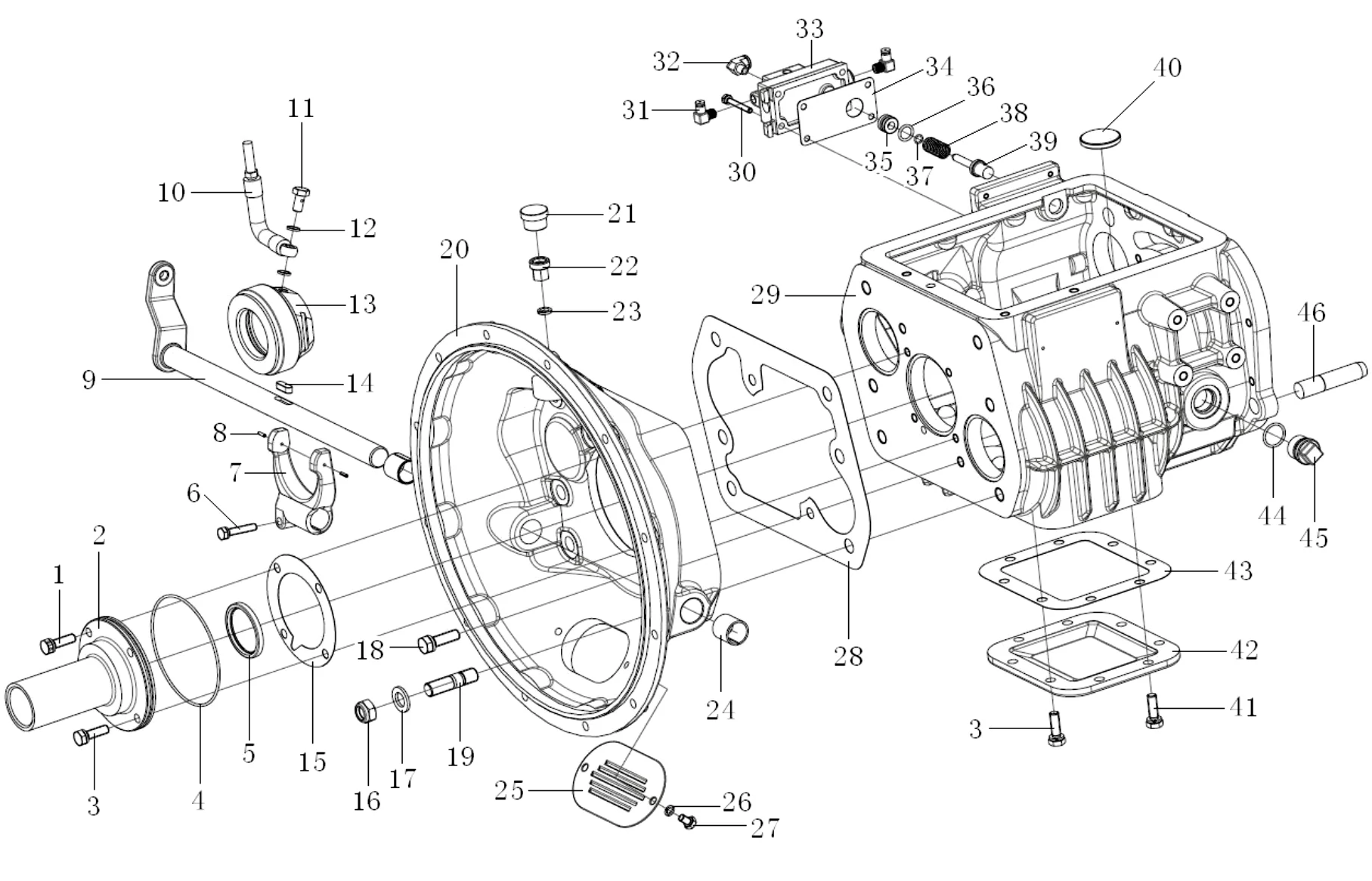 Clutch and transmission housing assembly