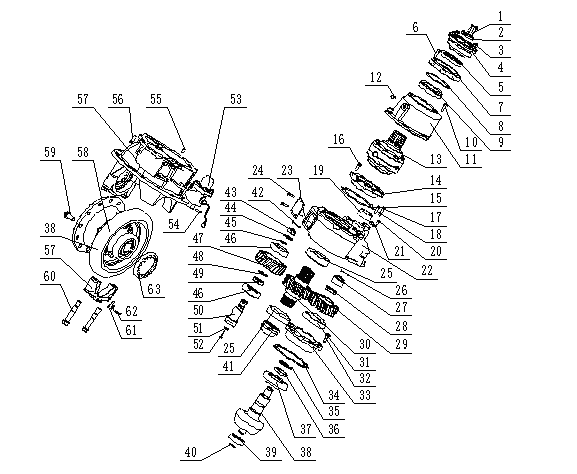 Intermediate axle main reducer assembly
