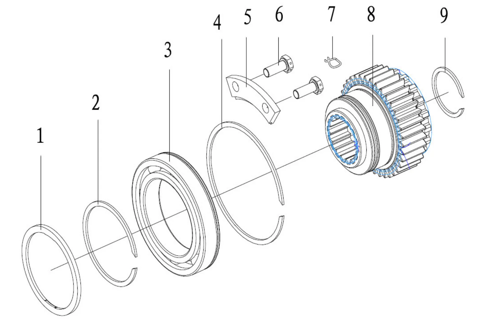 Auxiliary transmission driving gear assy.