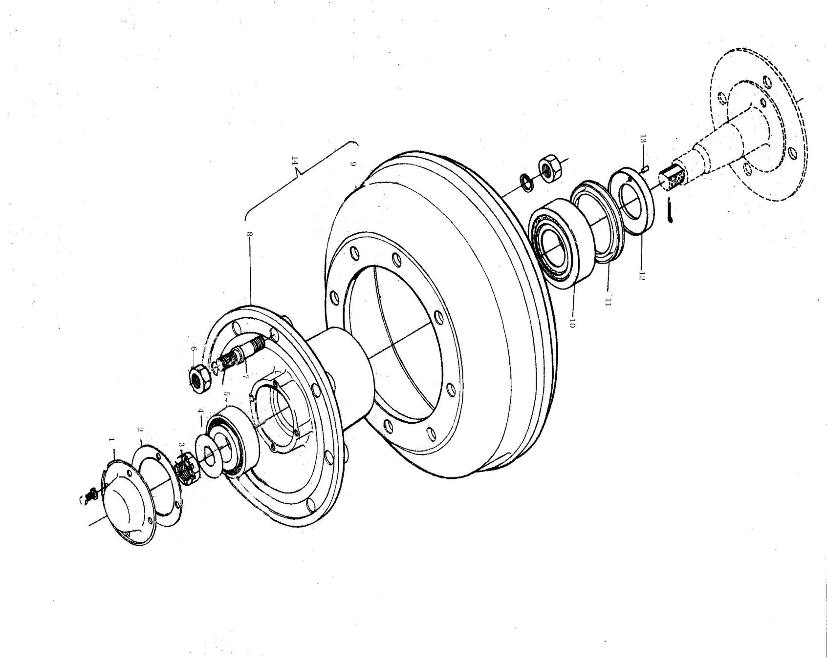 Front Hub And Brake Drum Assembly