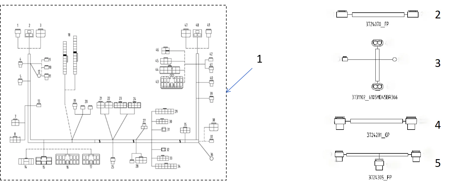 Cabin wiring harness