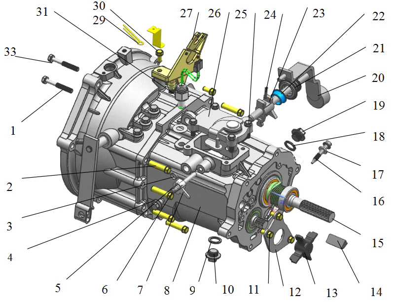 Transmission shell and peripheral parts
