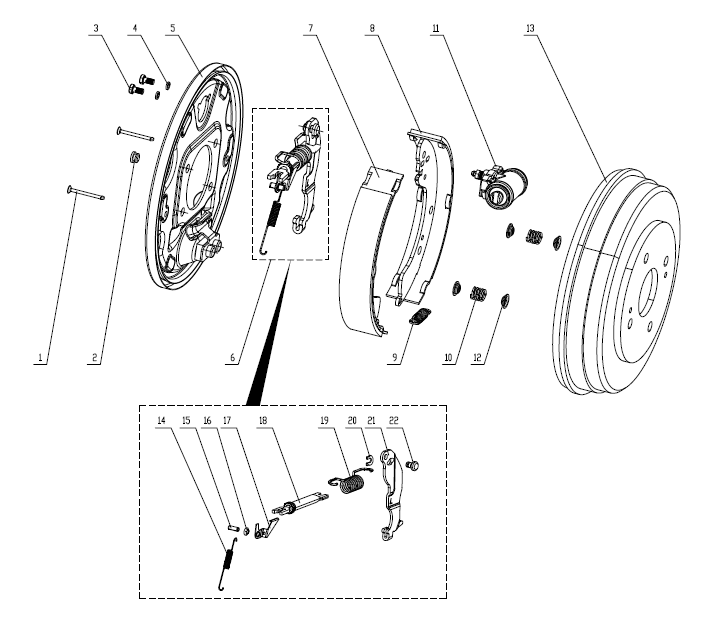 Brake assembly and Subordinate part