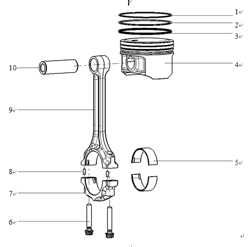 Piston and connecting rod assembly