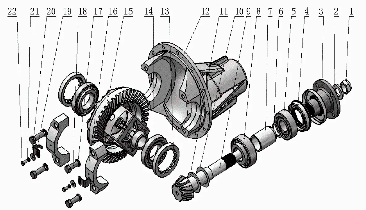 Main reducer and differential assembly