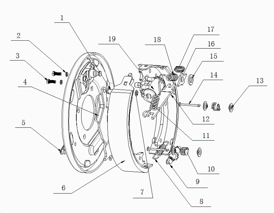 Rear brake assembly (right)