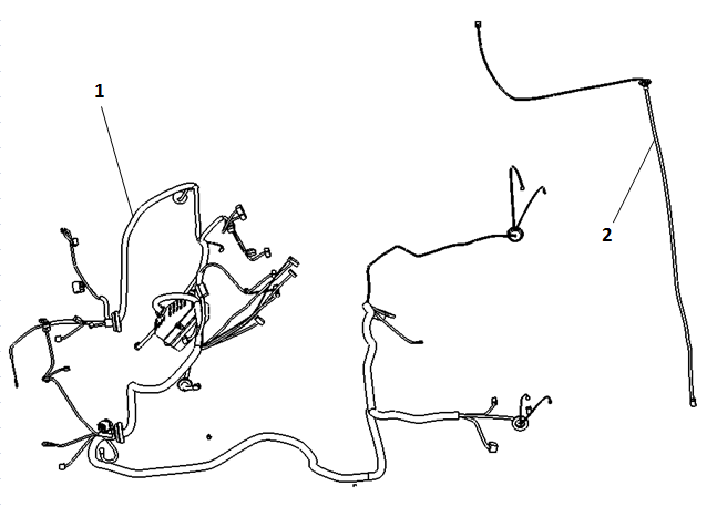 Cab wiring harness and ceiling light wiring harness