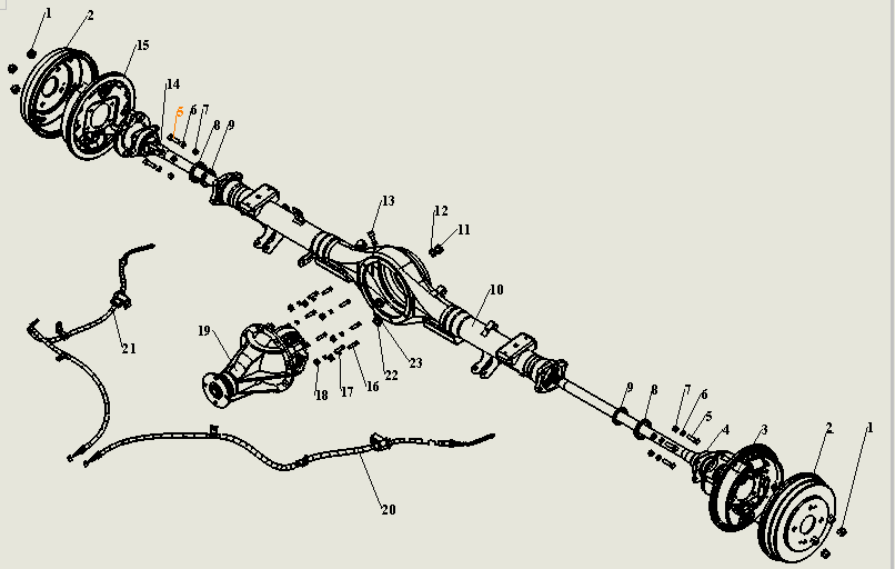 Rear axle system (including brake)
