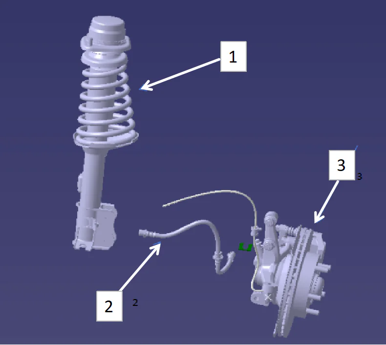 Front suspension and brake assembly