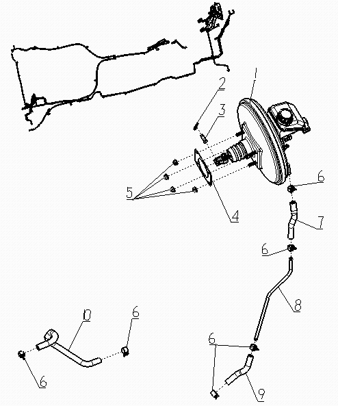 Vacuum booster with brake pump assembly